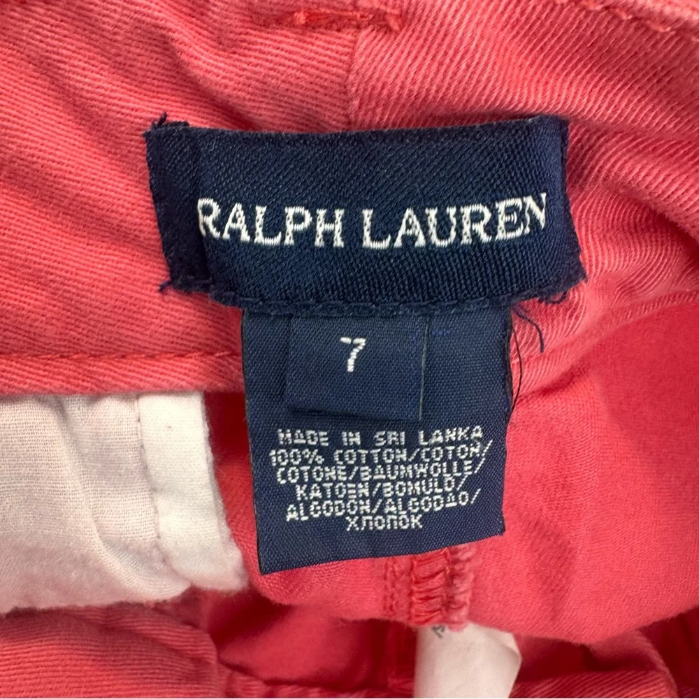 Ralph Lauren Chino Shorts Girl's Size 7 Pink Cotton Preppy Pockets Casual Summer